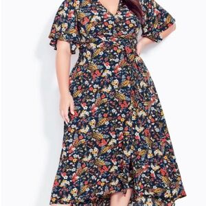 Evans Women's Plus Size Vivian Wrap Maxi Dress - Navy Sz18